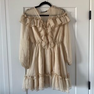 Beige Long Sleeve Dress